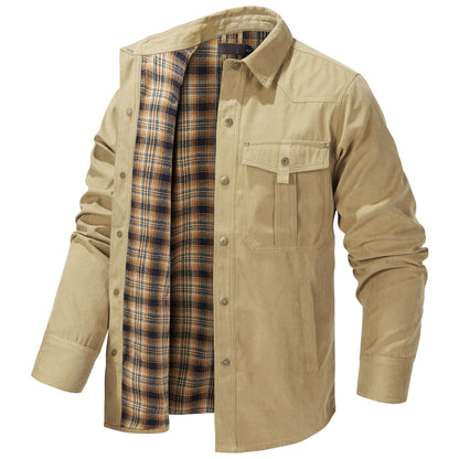 Men's Plaid Flannel Collar Casual Work Jacket