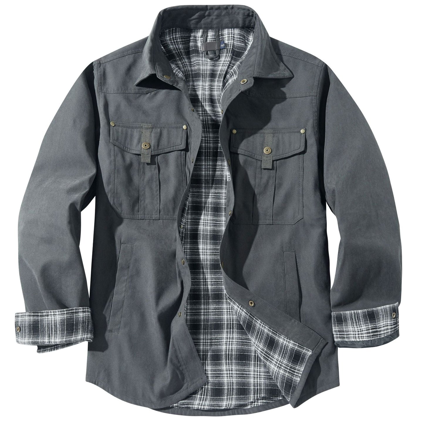Men's Plaid Flannel Collar Casual Work Jacket