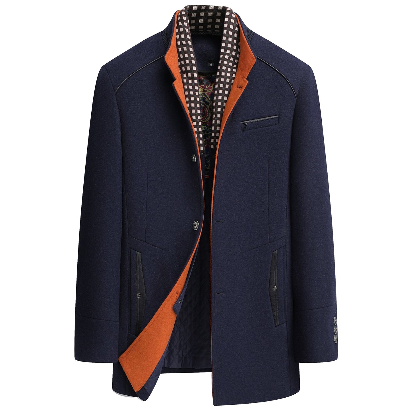 Men's Classic Thick Wool Blend Coat With Detachable Scarf