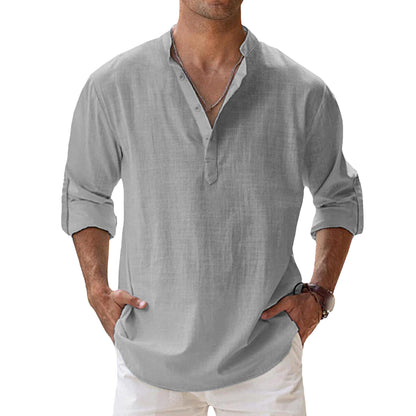 Men's Casual 100% Cotton Long-Sleeve Shirt