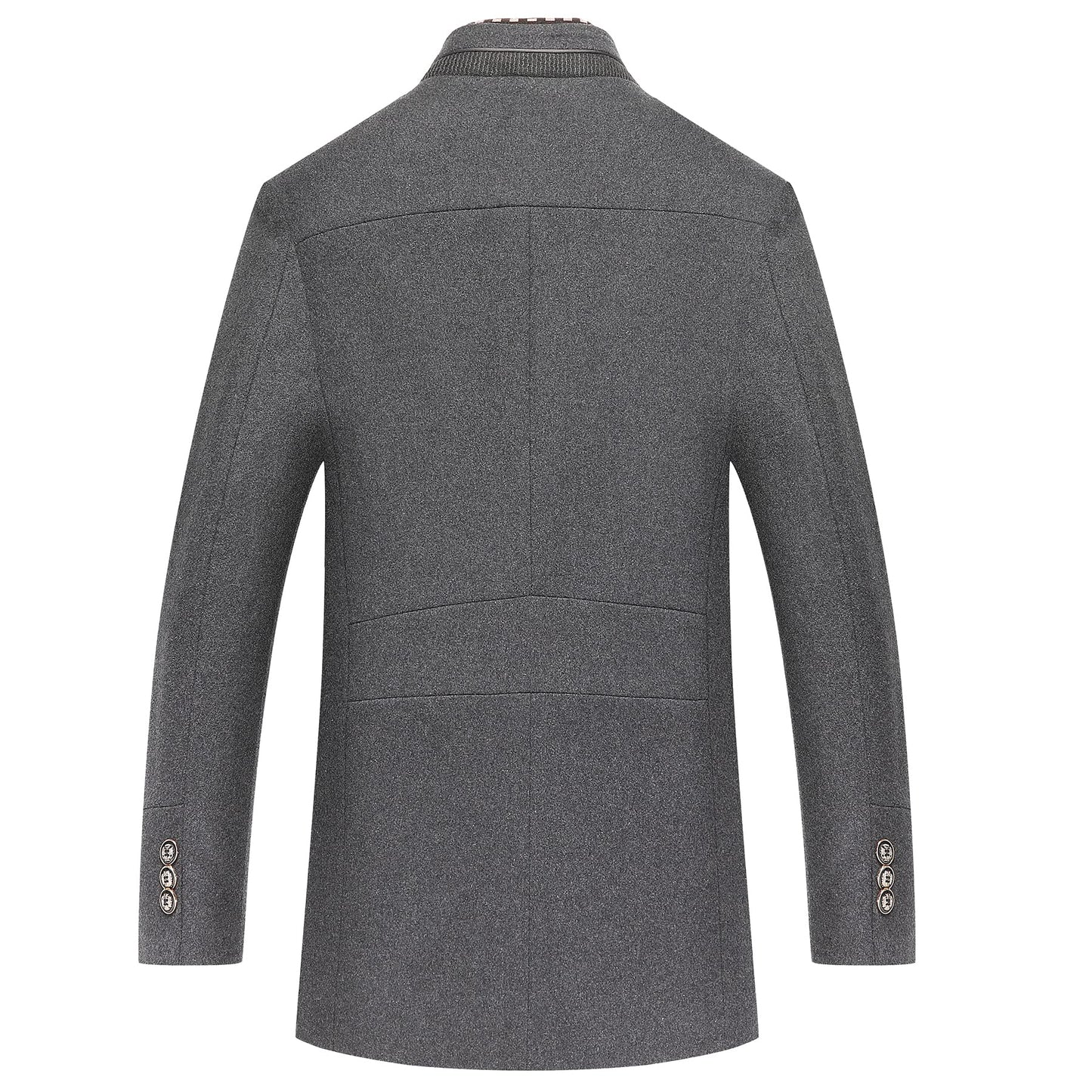 Men's Thick Stand Collar Detachable Scarf Wool Coat