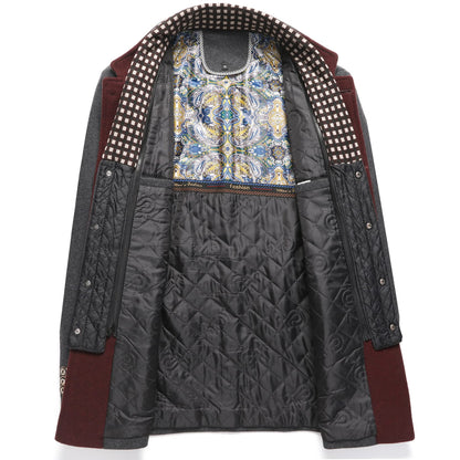 Men's Thick Stand Collar Detachable Scarf Wool Coat