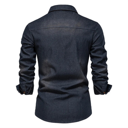 Men's Retro Cotton Long Sleeve Denim Shirt