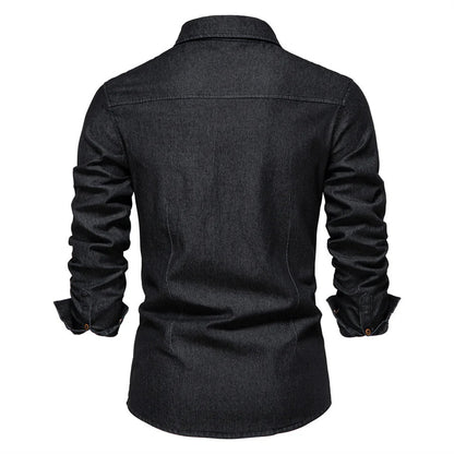 Men's Retro Cotton Long Sleeve Denim Shirt