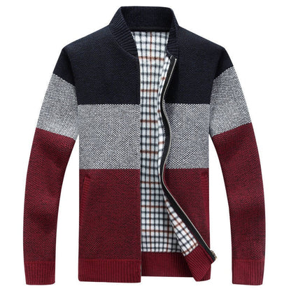 Men's Casual Gradient Knitted Zipper Sweater