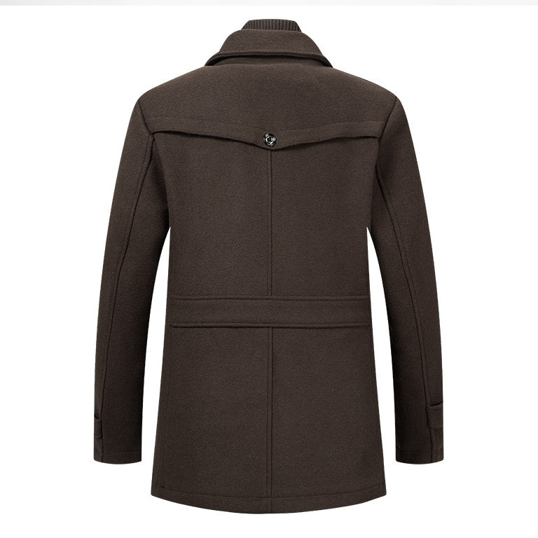 Men's Classic Thicken Double-Layer Collar Wool Coat