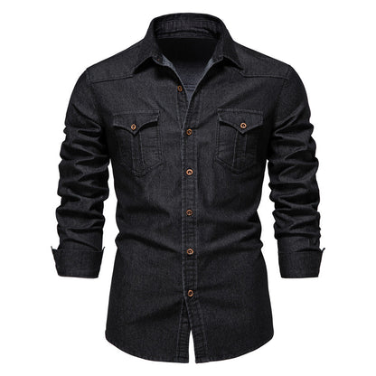 Men's Retro Cotton Long Sleeve Denim Shirt