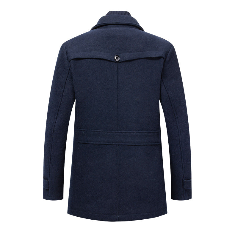 Men's Classic Thicken Double-Layer Collar Wool Coat