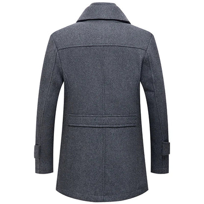 Men's Winter Thick Double-Layer Collar Wool Blend Coat