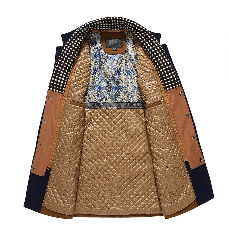 Men's Thick Stand Collar Detachable Scarf Wool Coat